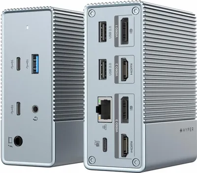 Image de HYPER HDG212B station d'accueil pour ordinateur portable/réplicateur de ports Docking USB 3.2 Gen 2 (3.1 Gen 2) Type-C Argent