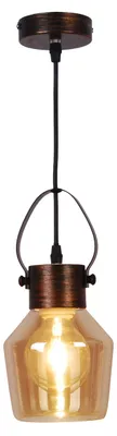 Produktbild von Pendelleuchten - Glas Pendelleuchte "ALEX", Hängelampe im Vintage Style, aus Metall und Glas in gelb, 128 cm hoch, Ø 14 cm, E27-Fassung