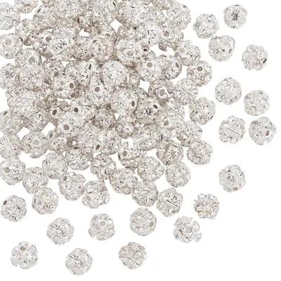 100 Stück 6 mm Strass-Rundperlen, silberne Disco-Perlen, DIY-Schmuck