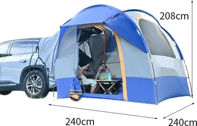 Zdjęcie produktu dla Wodoodporny namiot SUV, PU2000 mm, dwuwarstwowa ochrona kempingu samochodowego do turystyki pieszej na świeżym powietrzu