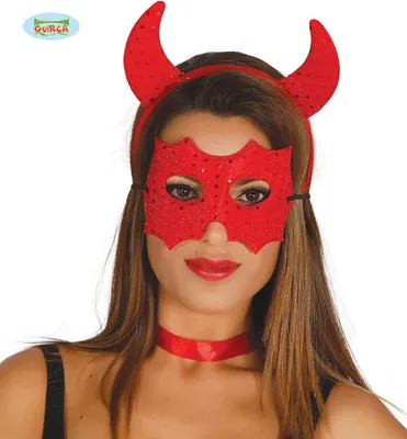 Produktbild von rote y Teufel Dämon Maske mit Hörnern
