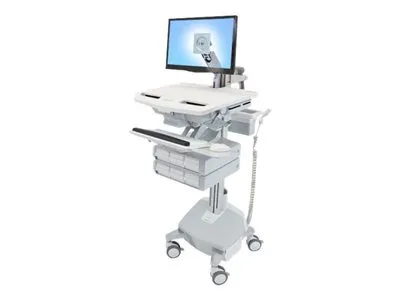 Produktbild von Ergotron Wagen - offene Architektur - für LCD-Display / PC-Ausrüstung - medizinisch - Aluminium, verzinker Stahl, hochwertiger Kunststoff - Grau, weiß, Polished Aluminum - Bildschirmgröße: bis zu 61 cm (bis zu 24 Zoll)