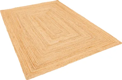 Produktbild von Naturfaser Teppich Handgefertigt Jute, Größe:200x300 cm, Design:Bordüre Beige