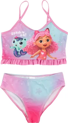 Produktbild von Gabby's Dollhouse Bikini mit Rüschen für Mädchen - Kinder Zweiteiler Schwimmanzug Pink 110-116