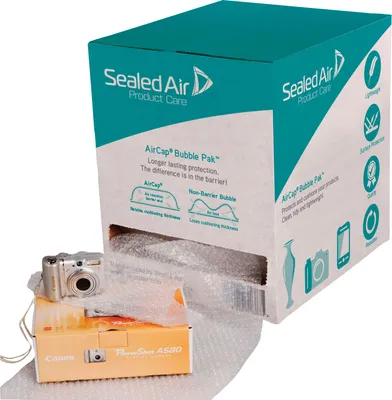 Produktbild von Luftpolsterfolie AirCap® BUBBLE PAKT 30 cm x 50 m (B x L) Polyethylen 30 % recycelt transparent/grau
