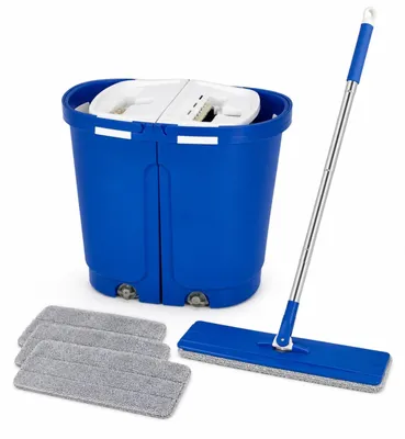 Obrázek produktu pro AquaBlade Flatmop sada | 2komorový kbelík | plochý mop | 3 návleky modrá