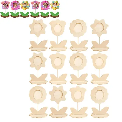 Produktbild von 12er Set DIY Bastelset Kinder, Muttertag Fotorahmen mit Blumen, Muttertag FotorahmenBastelei mit Aquarellstift&Edelsteinaufkleber, Muttertagsgeschenk