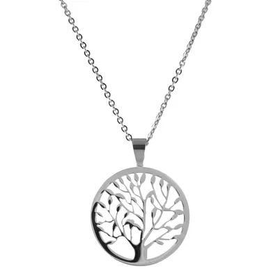 Produktbild von CO88 Collection Beloved 8CN-10004 Stahlkette mit Anhänger – Lebensbaum Ø 30 mm – Länge 42 + 5 cm – silberfarben