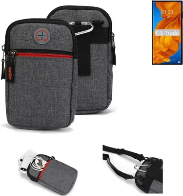 Produktbild von K-S-Trade Holster Gürteltasche kompatibel mit Huawei Mate Xs Handy Tasche Schutz Hülle grau Zusatzfächer 1x