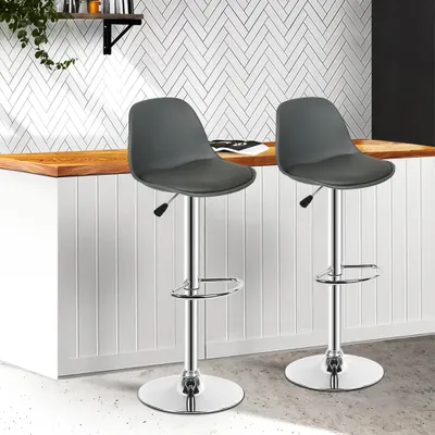 Produktbild von 2er Set Barhocker Barstuhl Bistrohocker aus Kunstleder höhenverstellbar drehbar Dunkelgrau