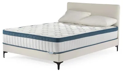 Obrázek produktu pro Ortopedická matrace – pěnová matrace 180x200 cm – výška 22 cm – 7 zón – střední tuhost (H3) – prodyšná – bílá/modrá