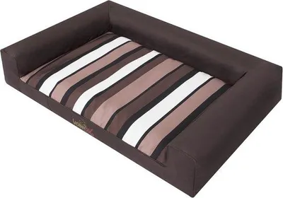 Immagine prodotto di Grande cuscino per cani con strisce marrone scuro | Comodo lettino per cani 118x78 cm