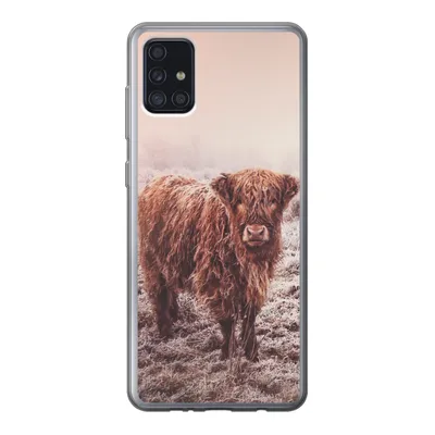 Produktbild von MuchoWow® Handyhülle Schutzhülle Hülle für Samsung Galaxy A52 5G Schottische Highlander - Schnee - Sonne Silikon Softcase Handy Hülle - Umschlag