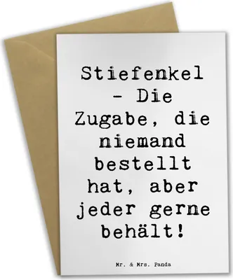 Produktbild von Mr. & Mrs. Panda Grußkarte Spruch Stiefenkel Freude - Weiß - Geschenk, Familienwerte, einladungskarten, Dankeschön, Familienzusammenhalt, Geschenke, babykarte, Grußkarten