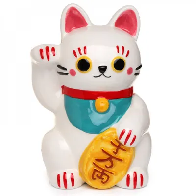 Produktbild von Maneki neko Spardose aus weißer Keramik