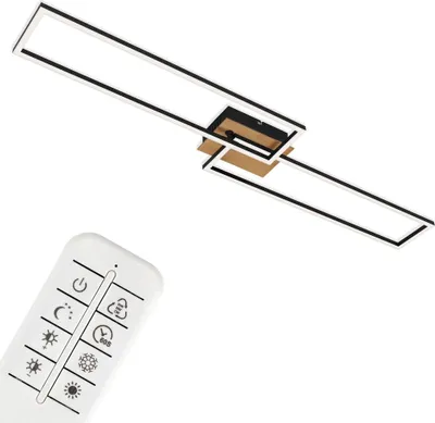 Produktbild von LED Deckenleuchte Dimmbar Fernbedienung CCT 40W Holz-schwarz Metall Briloner
