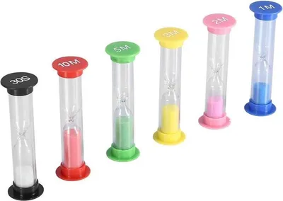 Produktbild von CHPN – Sanduhren – Sanduhr – Sanduhr-Set – 6 Stück – 30 Sek., 1 Min., 2 Min., 3 Min., 5 Min. und 10 Min. – Dusch-Timer – Spiele-Timer – Timer – 6er-Set