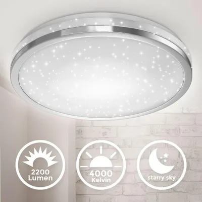 Produktbild von B.K.Licht LED Deckenleuchte Chrom rund Ø38cm 24W 2200lm Neutralweiß 4000K Sterneneffekt