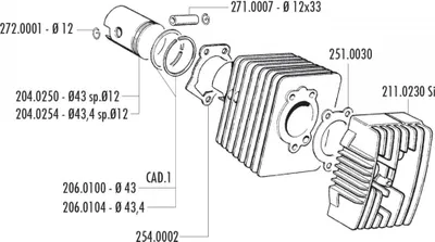 Immagine prodotto di Zylinderkopf Polini 38,4-41-43mm für Piaggio, Vespa Bravo, Boss, Ciao, Grillo, SI