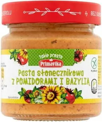 Produktbild von GLUTENFREIE SONNENBLUMENPASTE MIT TOMATEN UND BASILIKUM 160 g – PRIMAVIKA