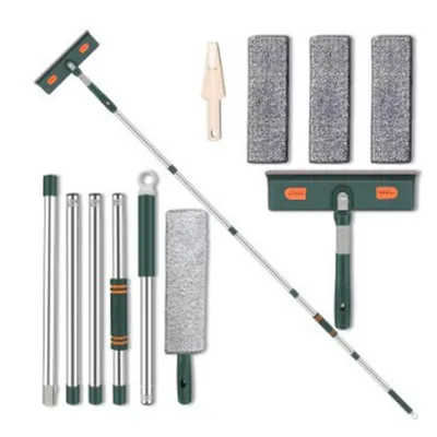 Produktbild von 4-in-1 Fensterreiniger mit Teleskopstange, 180° Drehbar, Trocken & Nassreinigung