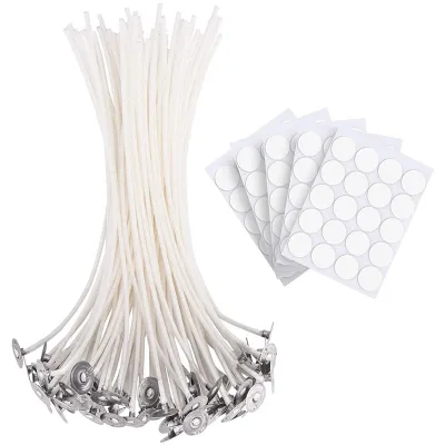 Produktbild von 1 Set Baumwolldocht-Set mit doppelseitigem Klebeband, 100 Stück rauchfreie Kerzendochte, DIY-Zubehör zum Kerzenschneiden B