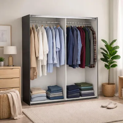 Produktbild von Großer Mehrzweckschrank Hagupit, Multifunktionale Möbel, Schuhschrank, Besenschrank, 179x62 h220 cm, Grau