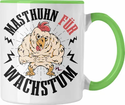 Produktbild von Trendation - Gym Tasse Fitness-Trainer Geschenkdiee Masthuhn für Wachstum Geschenk Spruch Fitness (Grün)