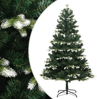Image de Sapin de Noël artificiel à charnières avec neige floquée 210 cm