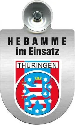 Produktbild von Einsatzschild Windschutzscheibe incl. Saugnapf -Hebamme im Einsatz - incl. Regionen nach Wahl - 309357 - Color - Region Thüringen