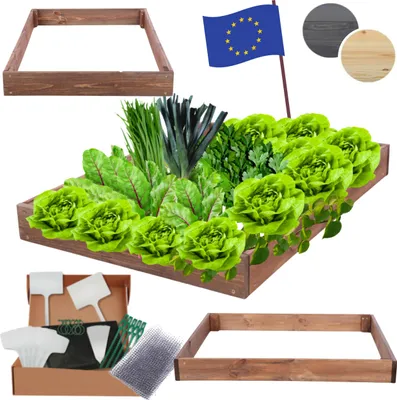 Produktbild von MODO24 Hochbeet Holz, Pflanzkasten, Massivholz, Kiefer, Kräuterbeet, Blumenkasten, Garten, Terrasse, 9x60x100 cm, Braun, ZP09