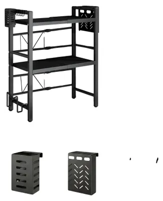 Produktbild von Mikrowellenregal, erweiterbares Design, höhenverstellbar, 2Tiers 40-60cm Schwarz