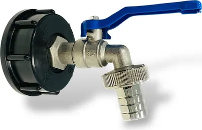 Produktbild von IBC Adapter S60 x 6 Grobgewinde Kugelhahn Griff Blau 3/4 Zoll Auslaufhahn