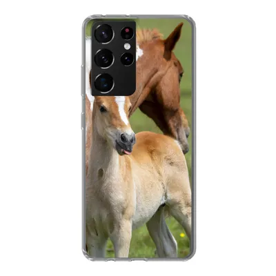 Produktbild von MuchoWow® Handyhülle Schutzhülle Hülle für Samsung Galaxy S21 Ultra Pferde - Fohlen - Gras Silikon Softcase Handy Hülle - Mobiltelefon