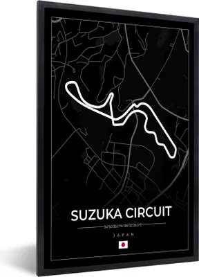 Produktbild von MuchoWow® Gerahmtes Poster F1 - Rennsport - Japan - Suzuka Circuit - Rennstrecke - Schwarz 40x60 cm - Poster mit Schwarzem Bilderrahmen Wandposter Rahmen Foto Bilder - Papierdruck - Wandbilder