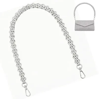 Productafbeelding van Portemonneeketting - Metalen ketting met draaisluitingen - Vervangriem voor handtassen - Zilver, 60 cm