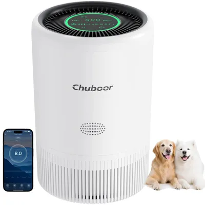 Imagen del producto de Purificador de aire con filtro HEPA H13 de alta eficiencia, funcionamiento ultrasilencioso, color blanco, conexión wifi, peso: 2,5 kg