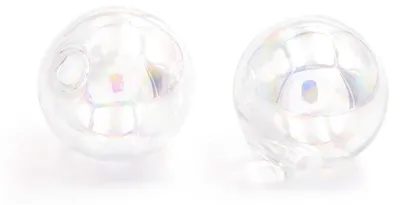 Produktbild von Vintageparts Hohlperlen Glas Holoeffekt befüllbar 25 mm, 2 Stück