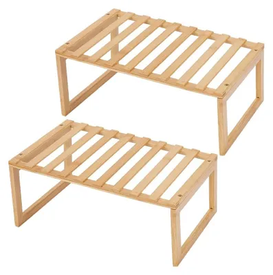 Immagine prodotto di Organizzatore per scaffali da cucina in legno – Scaffali naturali per bagno e cucina