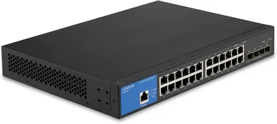 Image de Commutateur réseau géré Linksys 24 ports Gigabit avec 4 emplacements SFP+ pour liaisons montantes 10G, géré, L3, Gigabit Ethernet (10/100/1000)