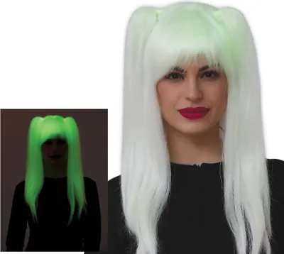 Produktbild von Anime Held Lang Haar Cosplay Grün Weiß Perücke Party Kostüm Karneval Futuristisch Nacht Glanz Uni Spaß Verkleidung Shine Einzigartig Style, Farbe: Weiß