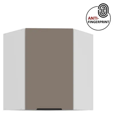 Produktbild von Küchen Eckhängeschrank 60x60 cm Küche ARIA Sandgrau ultra matt + Weiss matt, hochwertige Fronten mit Anti Fingerprint Beschichtung Küchenzeile Küchenblock +32