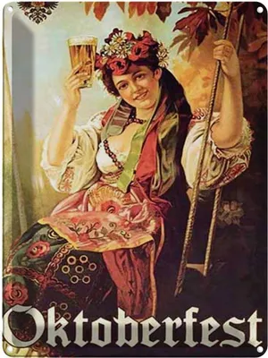 Produktbild von vianmo Blechschild 40x30 cm Pin Up  Frau mit Bier Feiern Party