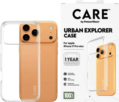 Obrázek produktu pro PanzerGlass CARE™ by ® Urban Explorer Case Transparent iPhone 17 Pro Max, Obal, Apple, Apple - iPhone 17 Pro Max, Průhledná