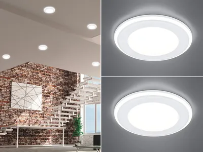 Produktbild von LED Decken Einbauleuchte Set Weiß Einbaustrahler Ø 14,8cm Flurbeleuchtung Küche