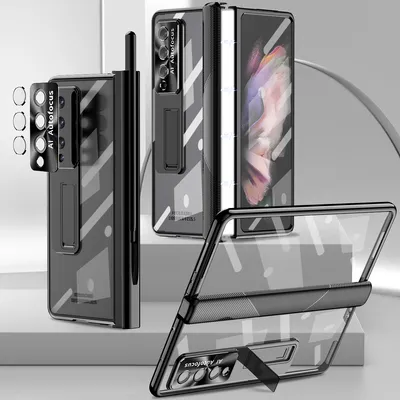 Obrázek produktu pro Pouzdro pro Samsung Galaxy Z Fold 4 Magnetický pant, stojánek, držák na pero, ochranné pouzdro s folií na objektiv a obrazovku Černý