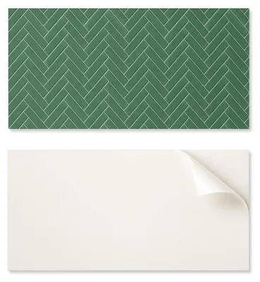 Image de Planche adhésive imprimée – Idéale pour la cuisine, dimensions 120 x 60 cm, motif chevrons sur carrelage