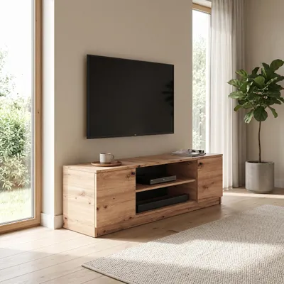 Produktbild von Masseno TV-Schrank NATURIO 160 cm Fernsehschrank mit 2 Türen TV-Lowboard für Wohnzimmer Modern 160x40x48,5 cm Eiche Artisan