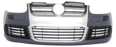 Zdjęcie produktu dla Zderzak przedni do VW Golf V (5) 03-07, Jetta Mk5, styl R32, grill z szczotkowanego aluminium.