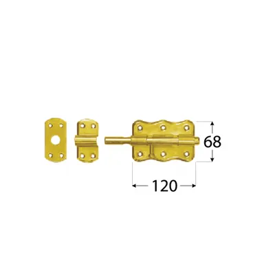 Produktbild von Bolzenriegel mit rundem Griff 120x68mm gelb verzinkt